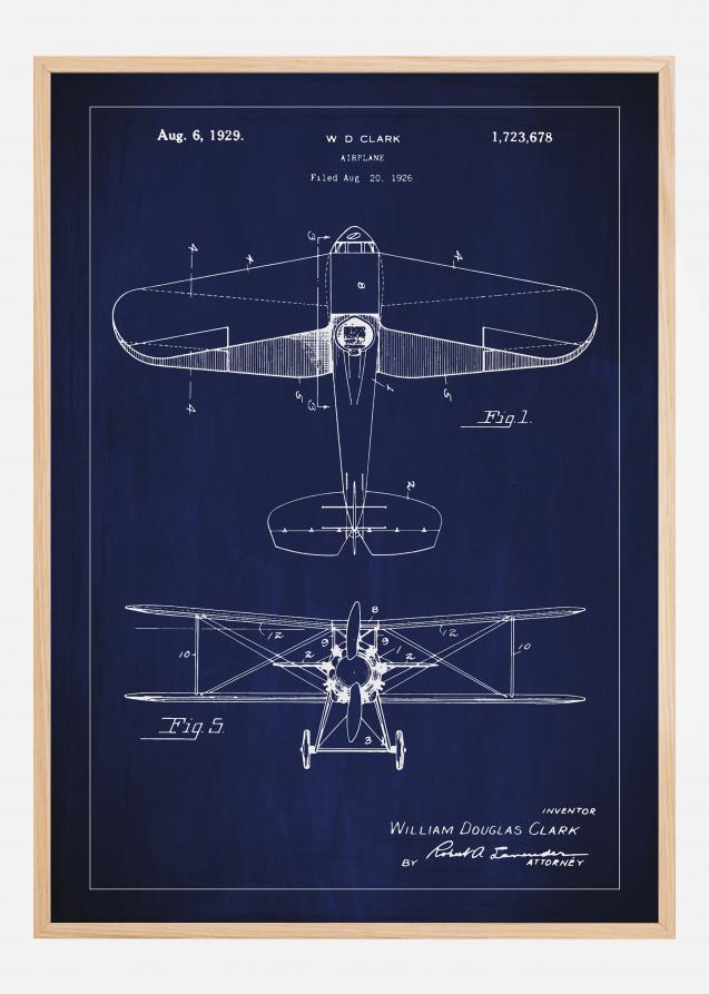 Patentzeichnung - Flugzeug - Blau Poster