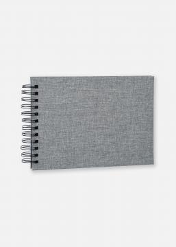Base Line Canvas Wire-O Grau 23x17 cm (40 schwarze Seiten / 20 Blatt)