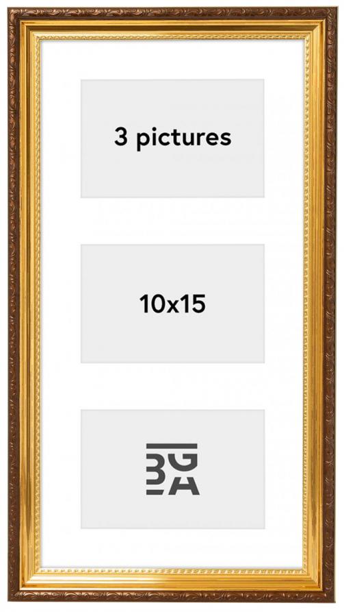 Abisko Collage-Rahmen XIII Gold - 3 Bilder (10x15 cm)