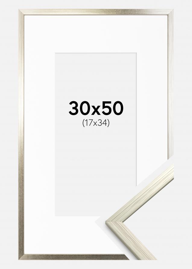 Rahmen Edsbyn Silber 30x50 cm - Passepartout Weiß 18x35 cm