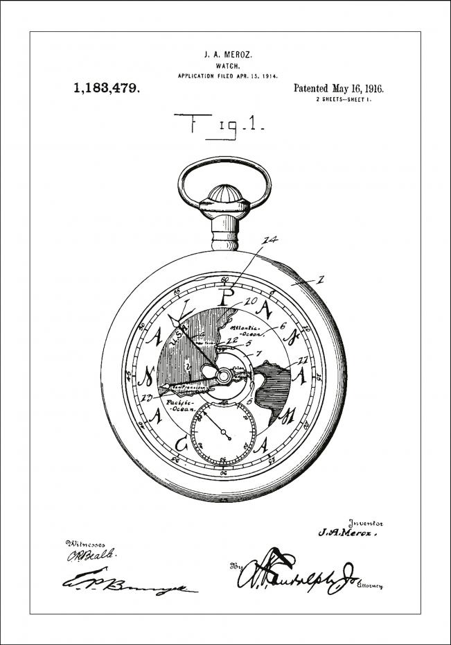 Patentzeichnung - Taschenuhr - Wei Poster