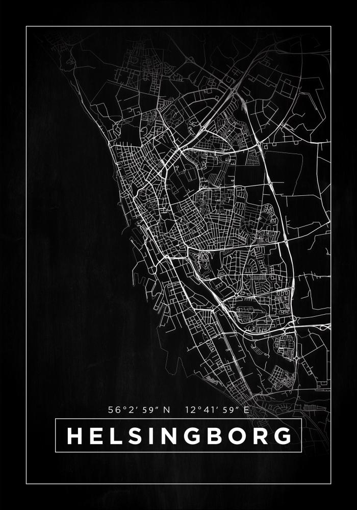 Map - Helsingborg - Black Poster