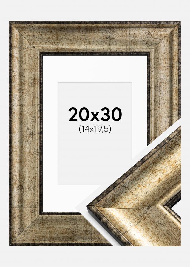 Rahmen Saltsjöbaden Antik-Gold 20x30 cm - Passepartout Weiß 15x21 cm (A5)