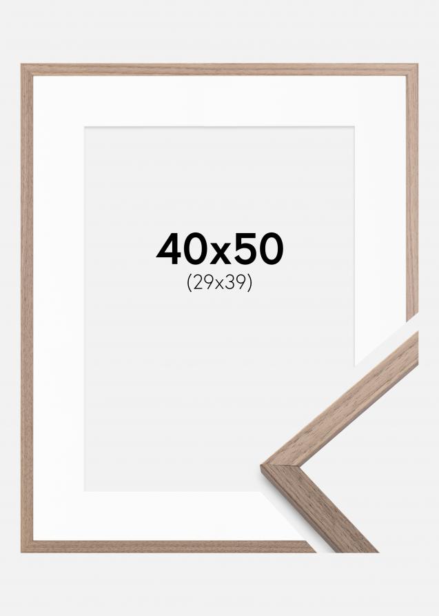 Rahmen Edsbyn Walnuss Hell 40x50 cm - Passepartout Weiß 30x40 cm