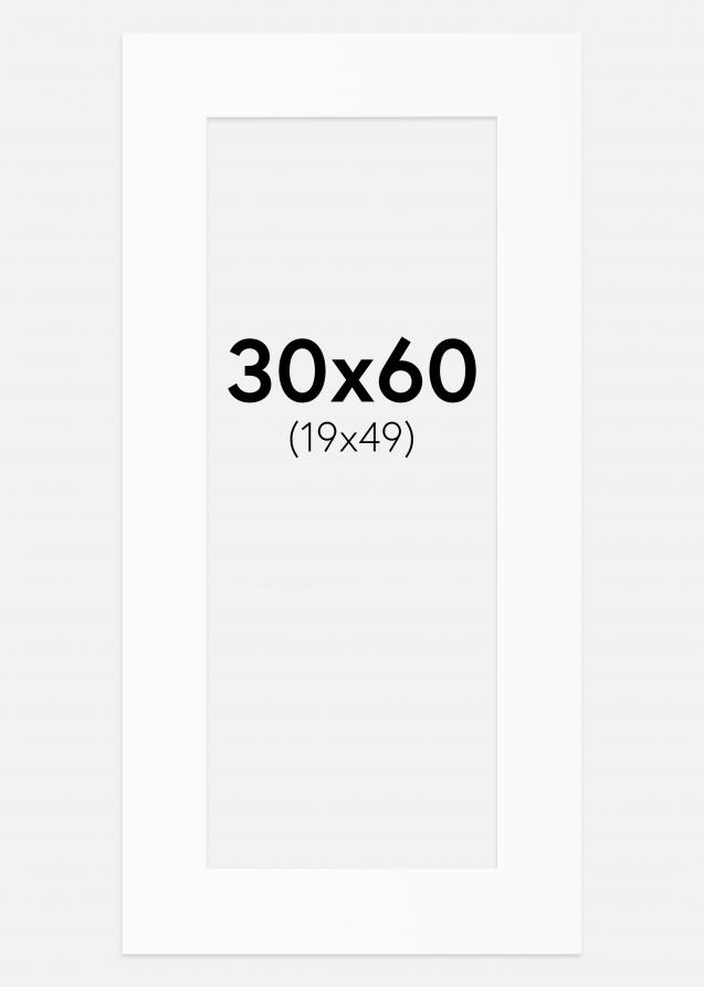 Passepartout Weiß Standard (weißer Kern) 30x60 cm (19x49)