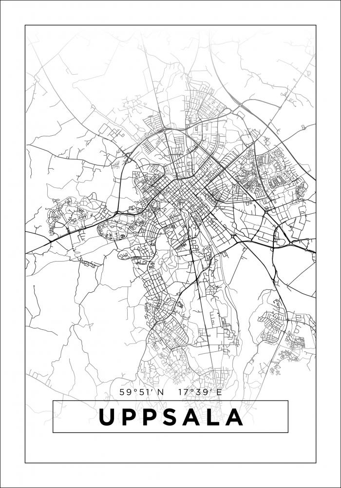 Map - Uppsala - White Poster