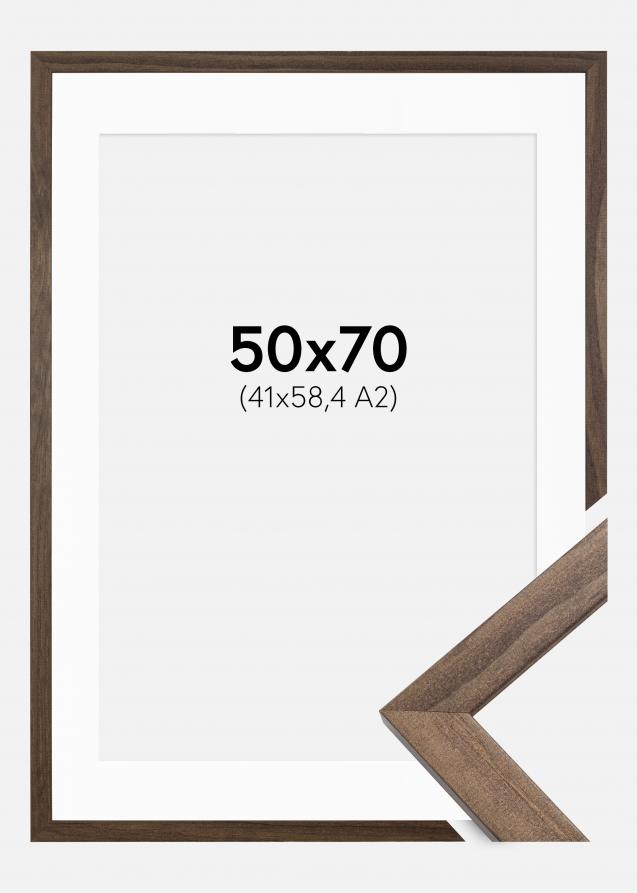 Rahmen Stilren Walnuss 50x70 cm - Passepartout Weiß 42x59,4 cm (A2)