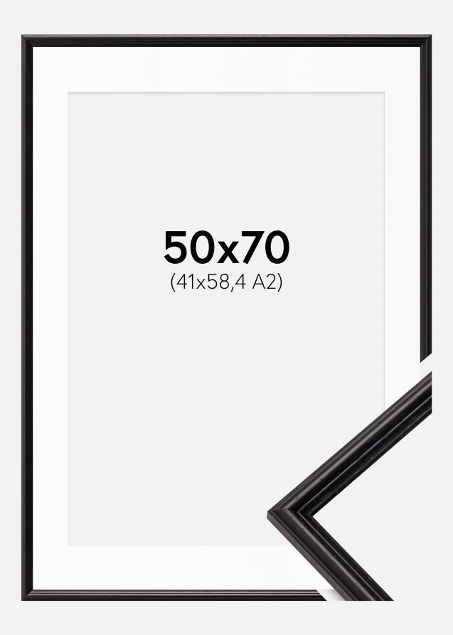Rahmen Horndal Schwarz 50x70 cm - Passepartout Weiß 42x59,4 cm