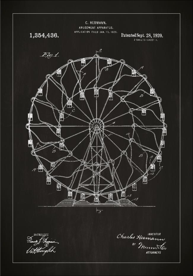 Patentzeichnung - Riesenrad - Schwarz Poster