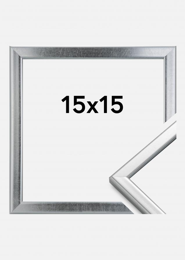 Rahmen Slim Matt Antireflexglas Silber 15x15 cm