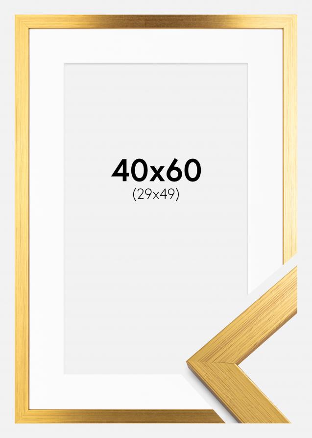 Rahmen Gold Wood 40x60 cm - Passepartout Weiß 30x50 cm