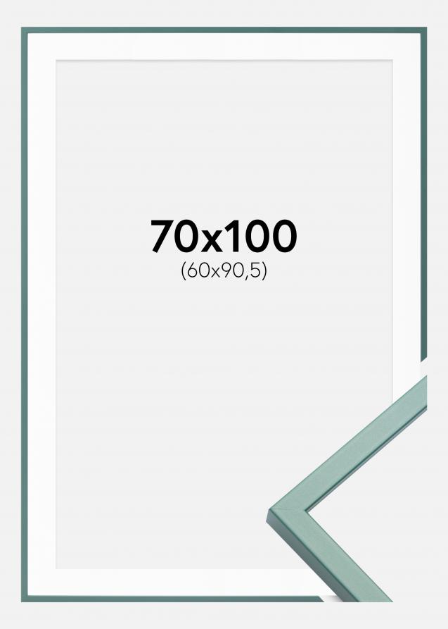 Rahmen E-Line Grün 70x100 cm - Passepartout Weiß 61x91,5 cm