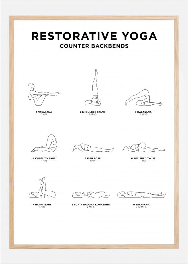 Restorative Yoga - White Poster