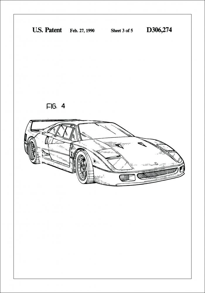 Patentzeichnung - Ferrari F40 II Poster