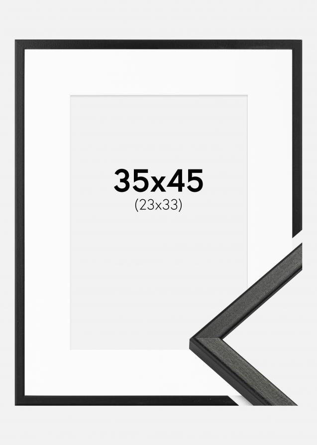Rahmen Kaspar Schwarz 35x45 cm - Passepartout Weiß 24x34 cm