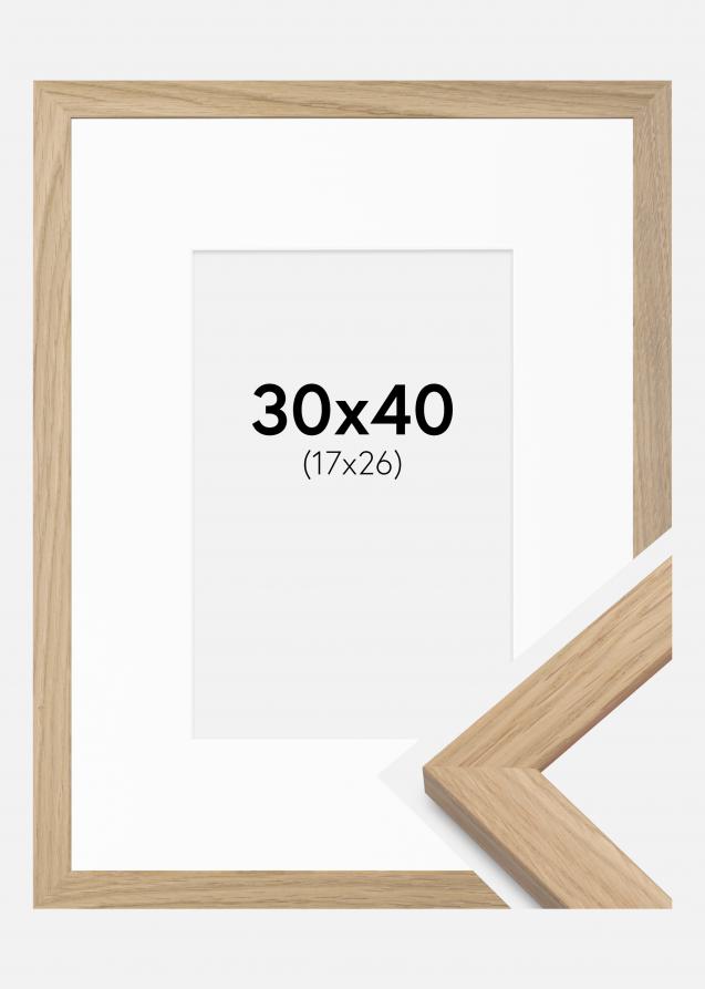 Rahmen Oak Wood 30x40 cm - Passepartout Weiß 18x27 cm