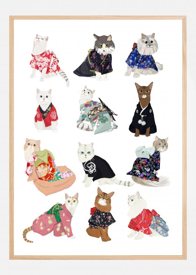 Cat In Kimono Poster