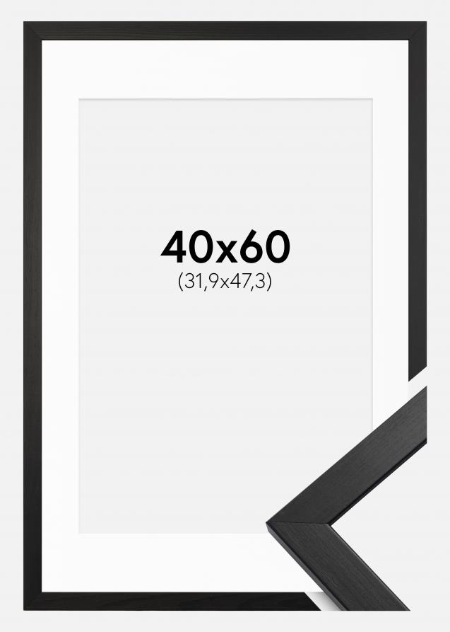 Bilderrahmen Stilren Schwarz 40x60 cm - Passepartout Weiß 32,9x48,3 cm