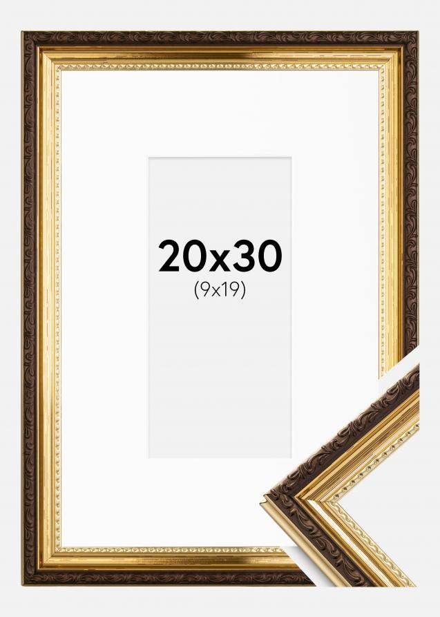 Rahmen Abisko Gold 20x30 cm - Passepartout Weiß 10x20 cm