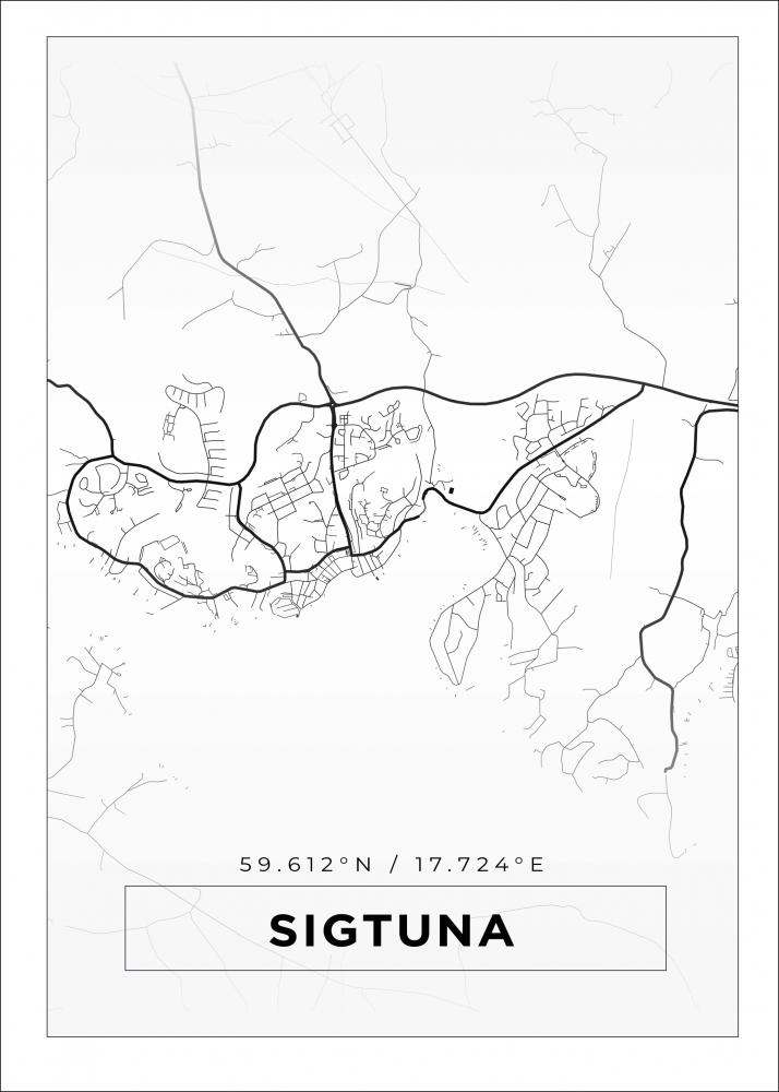 Map - Sigtuna - White Poster