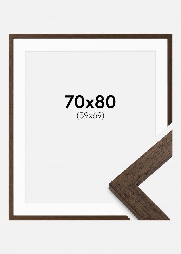 Rahmen Brown Wood 70x80 cm - Passepartout Weiß 60x70 cm