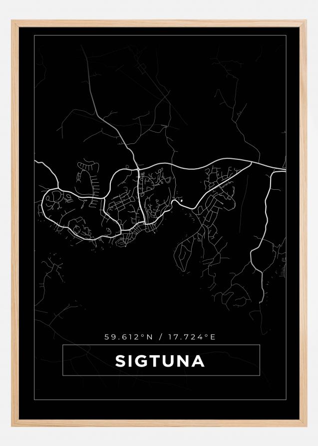 Map - Sigtuna - Black Poster