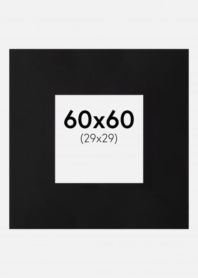 Passepartout XXL Schwarz (Weiß Kern) 60x60 cm (29x29)