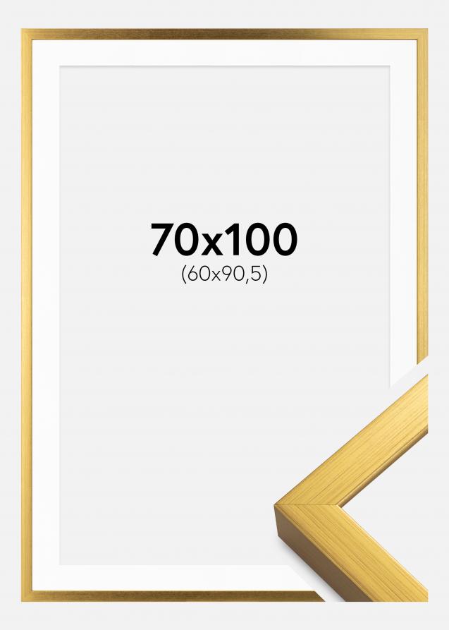 Rahmen Falun Gold 70x100 cm - Passepartout Weiß 61x91,5 cm