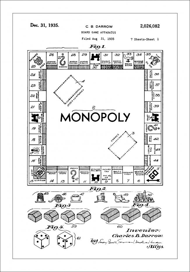 Patentzeichnung - Monopoly I Poster