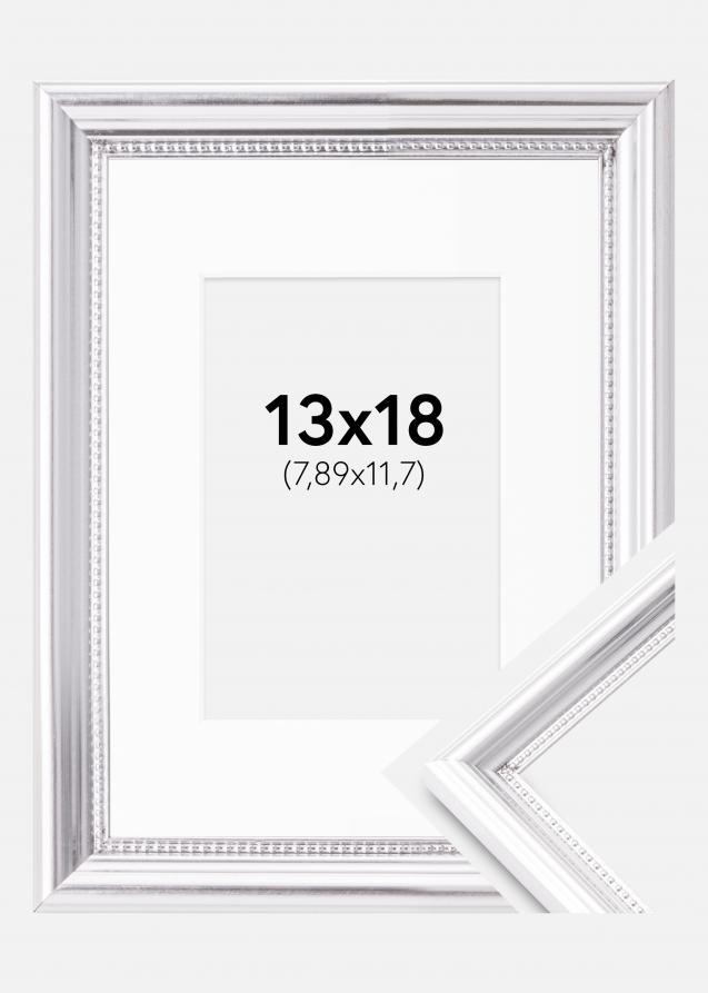 Rahmen Gala Silber 13x18 cm - Passepartout Weiß 3,5x5 inches