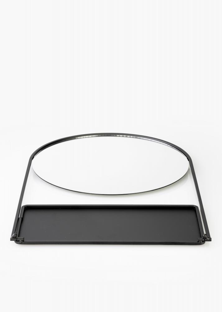 KAILA Runder Spiegel mit Ablage - Schwarz 35x55 cm
