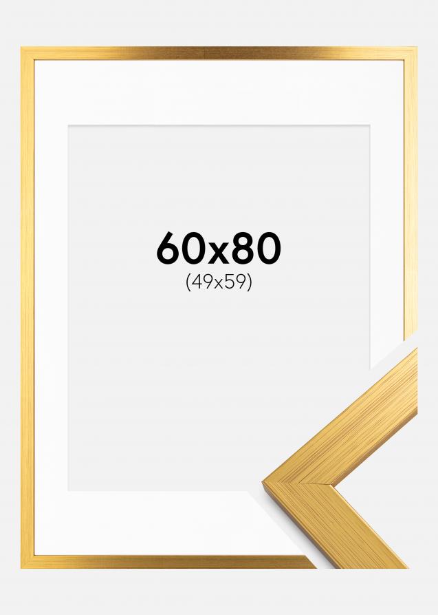 Rahmen Gold Wood 60x80 cm - Passepartout Weiß 50x60 cm
