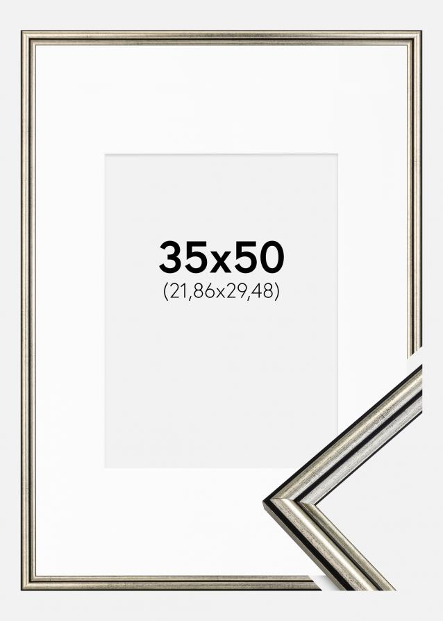 Rahmen Horndal Silber 35x50 cm - Passepartout Weiß 9x12 inches