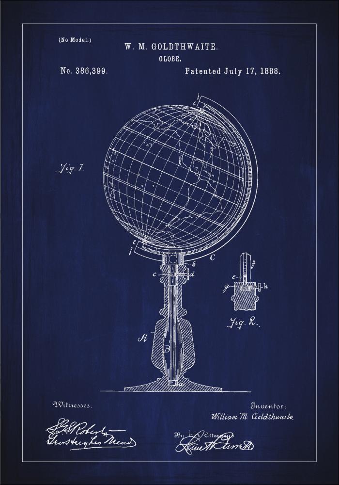 Patentzeichnung - Erdkugel - Blau Poster