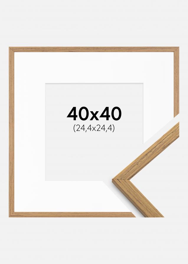 Rahmen Edsbyn Teak 40x40 cm - Passepartout Weiß 10x10 inches