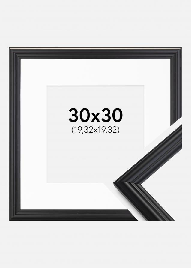Rahmen Siljan Schwarz 30x30 cm - Passepartout Weiß 8x8 inches