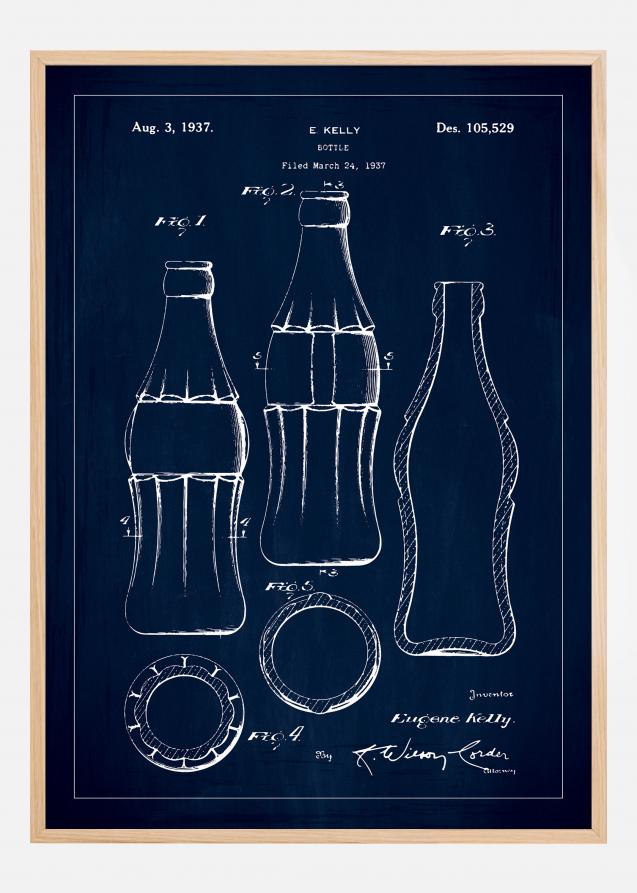 Patentzeichnung - Coca-Cola-Flasche - Blau Poster