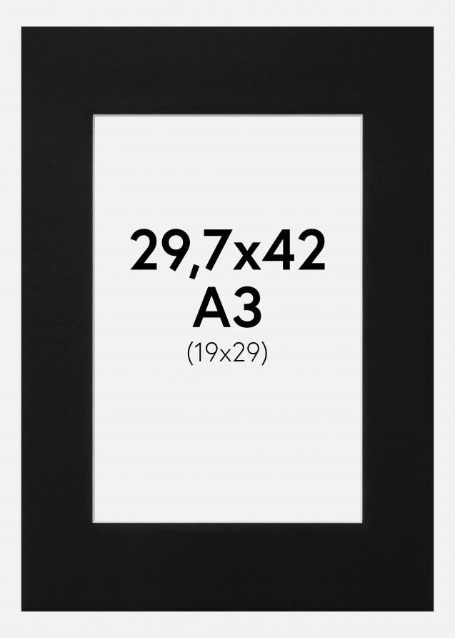 Passepartout Schwarz Standard (weißer Kern) 29,7x42 cm (19x29)