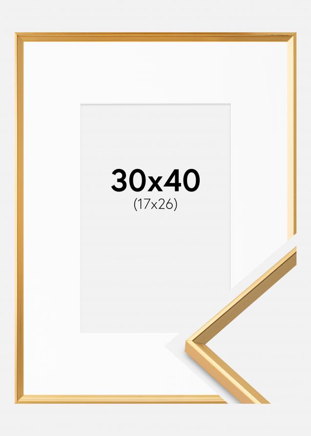 Rahmen Desire Gold 30x40 cm - Passepartout Weiß 18x27 cm