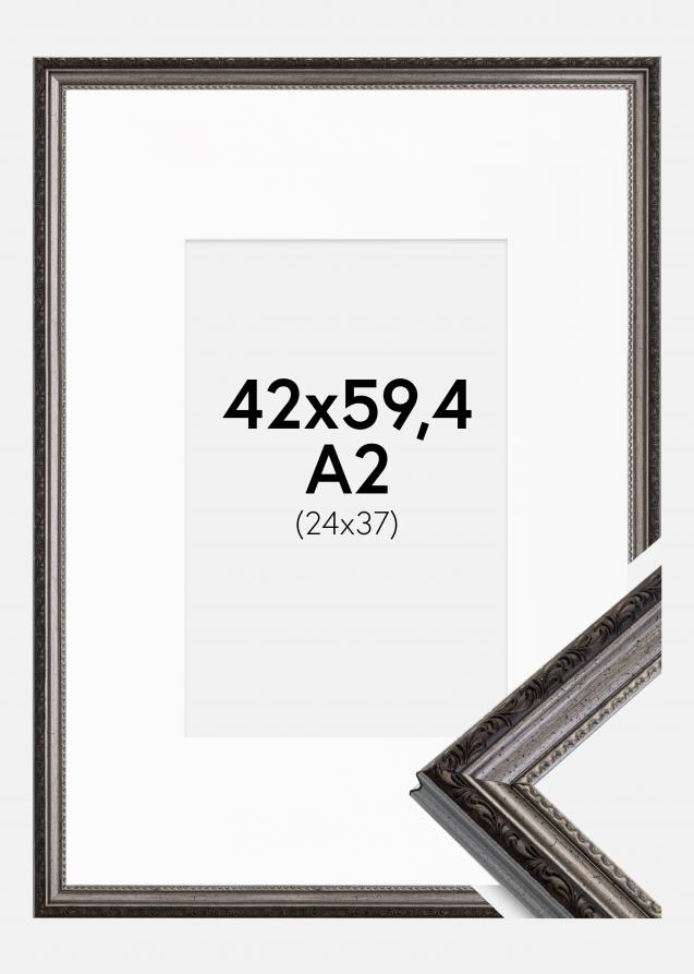 Rahmen Abisko Silber 42x59,4 cm (A2) - Passepartout Weiß 25x38 cm