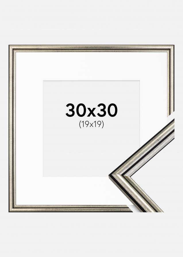 Rahmen Horndal Silber 30x30 cm - Passepartout Weiß 20x20 cm