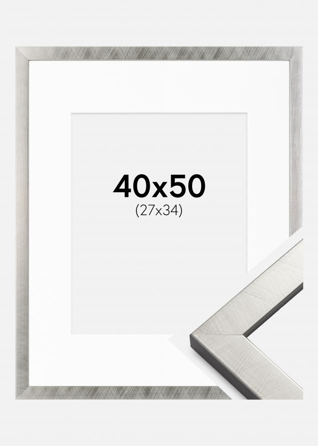 Rahmen Uppsala Silber 40x50 cm - Passepartout Weiß 28x35 cm