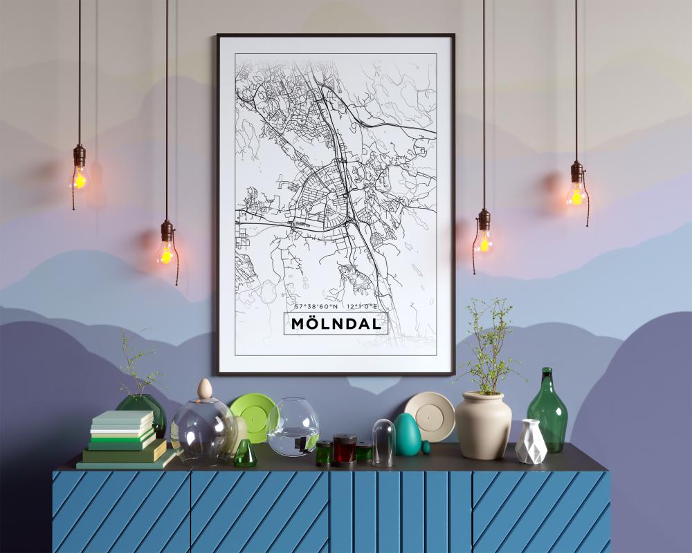 Map - Mlndal - White Poster