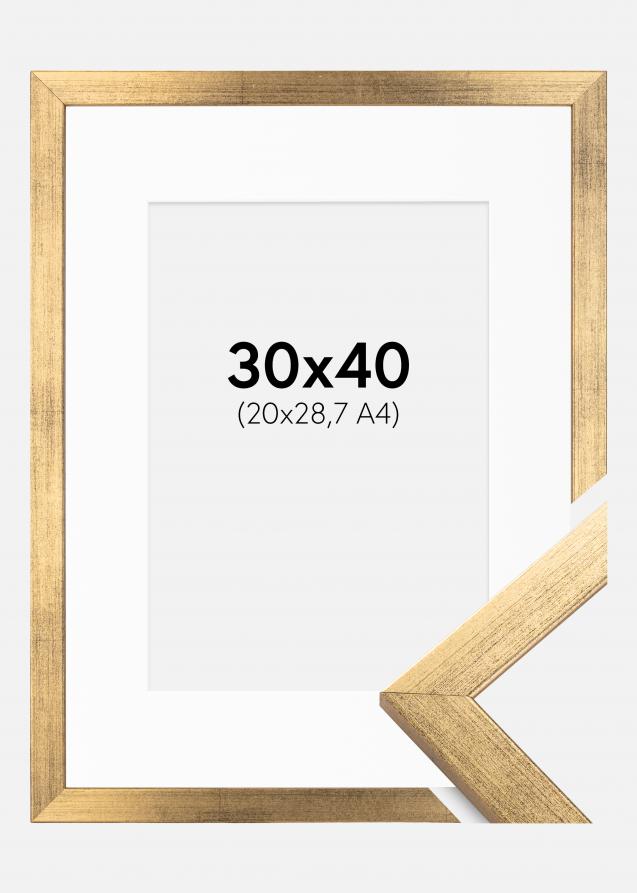 Rahmen Stilren Gold 30x40 cm - Passepartout Weiß 21x29,7 cm (A4)