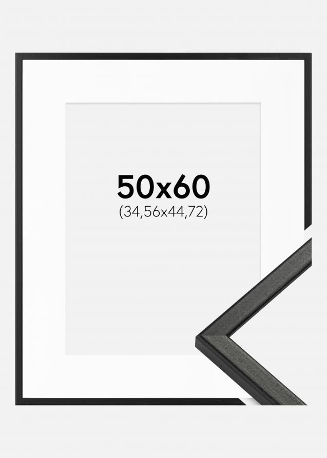 Rahmen Kaspar Schwarz 50x60 cm - Passepartout Weiß 14x18 inches