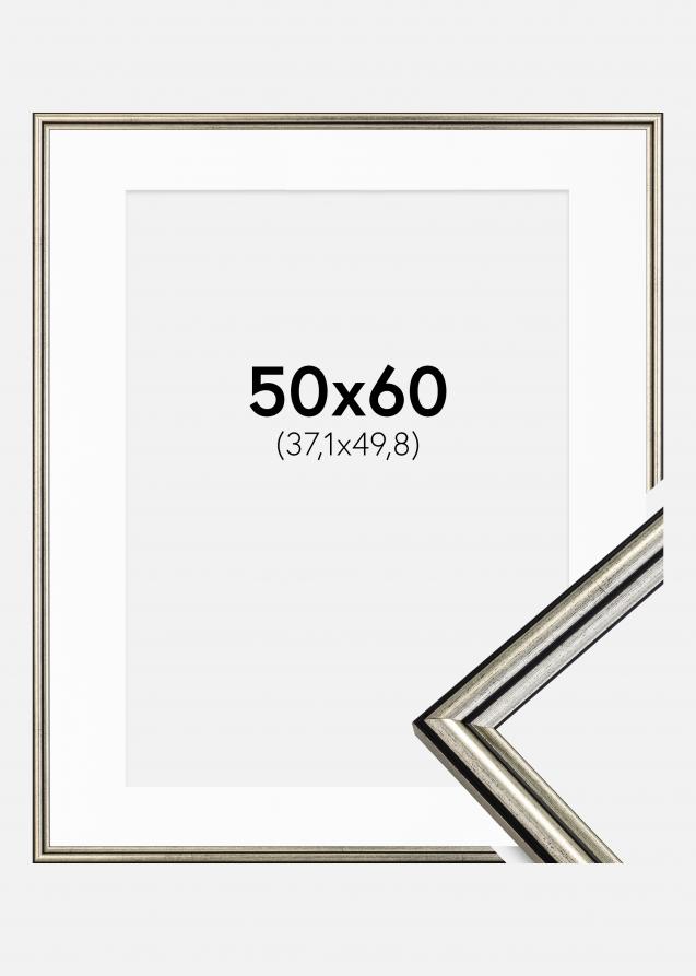 Rahmen Horndal Silber 50x60 cm - Passepartout Weiß 15x20 inches
