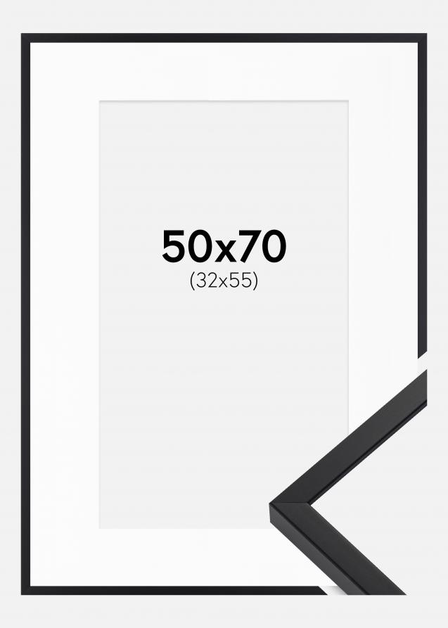 Rahmen E-Line Schwarz 50x70 cm - Passepartout Weiß 33x56 cm