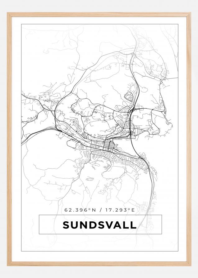Map - Sundsvall - White Poster
