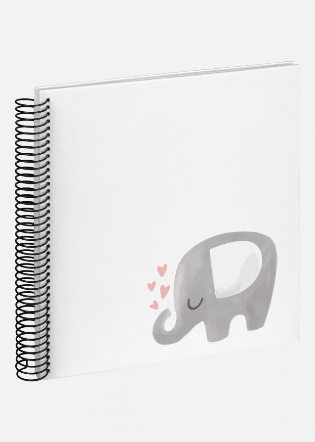 Baby Elephant Hearting Spiralalbum Weiß - 24x24 cm (40 weiße Seiten / 20 Blatt)