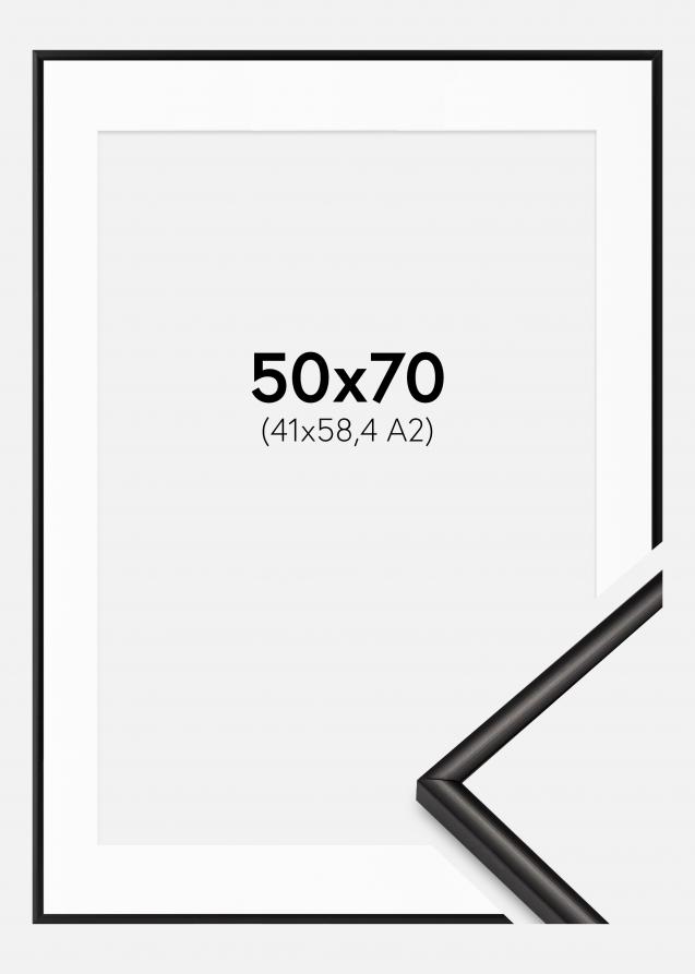 Rahmen Scandi Matt Schwarz 50x70 cm - Passepartout Weiß 42x59,4 cm (A2)